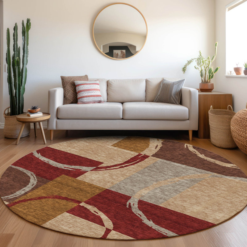 Premium Machine Washable Prisco Wheat Rug, Round 8'