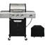 Barbecue au propane en acier inoxydable à 3 brûleurs, 40 500, 17,65 po Largeur du produit, côté et housse pour barbecue extérieur