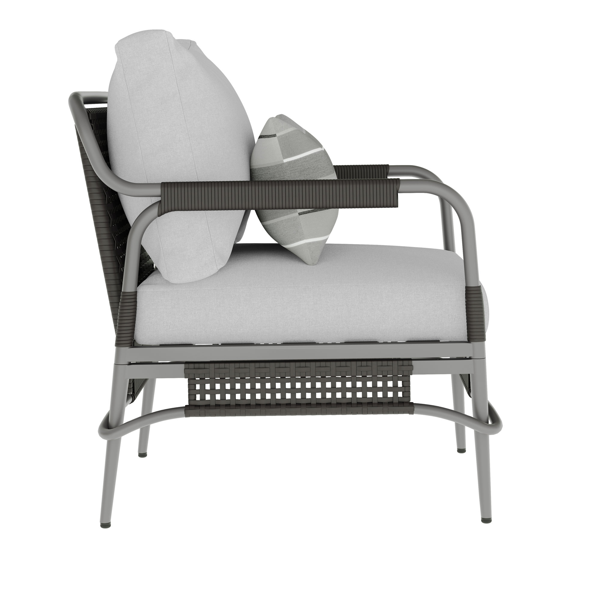 Hope Outdoor Lounge Chair with Cushions, Light Gray Polyester Cushion, Light Gray