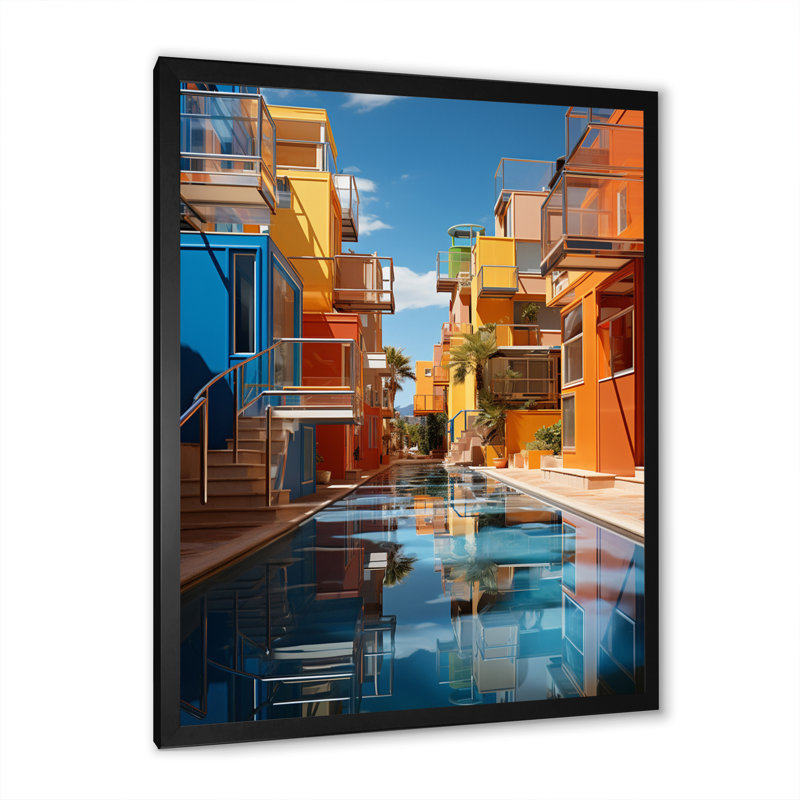 Urban kaléidoscope urbain II sur toile, H 32 po x l 24 po x P 1 po, Cadre simple noir
