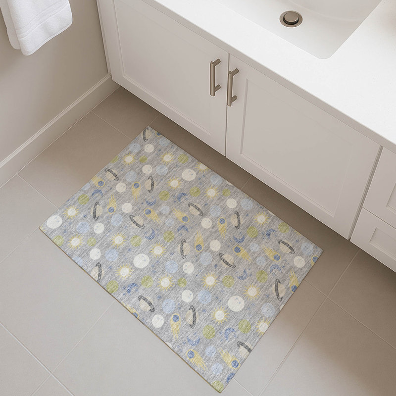 Machine Washable Indoor/Outdoor Chantille ACN2581 Kids Rug, 1'8" x 2'6", Silver