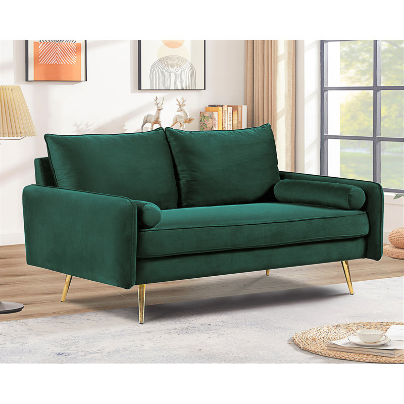 Canapé 2 places Modern, Green Polyester