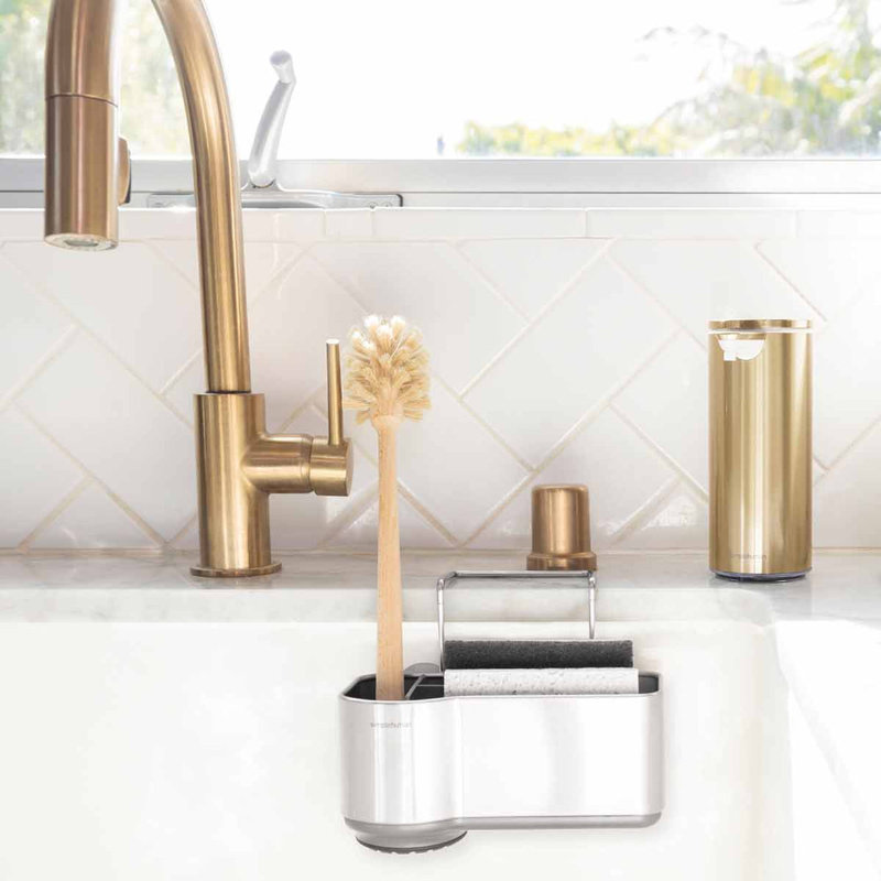 Brushed Stainless Steel Suction Mount Sink Caddy