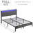 Dark Gray Upholstered Bed With Charging Station & Storage - Platform Frame Full Led Headboard Metal Structure, Breathable Upholstery, Gray, No Box Spring, Easy To Assemble