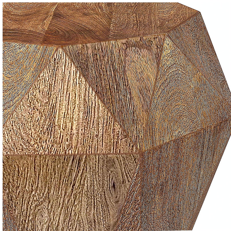 Pringle Natural Brown solid octagonal mango wood side table, Natural