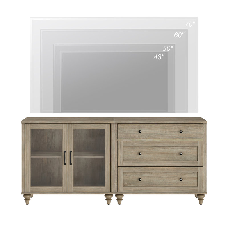Damaj TV Stand for TVs up to 78", Wash Gray