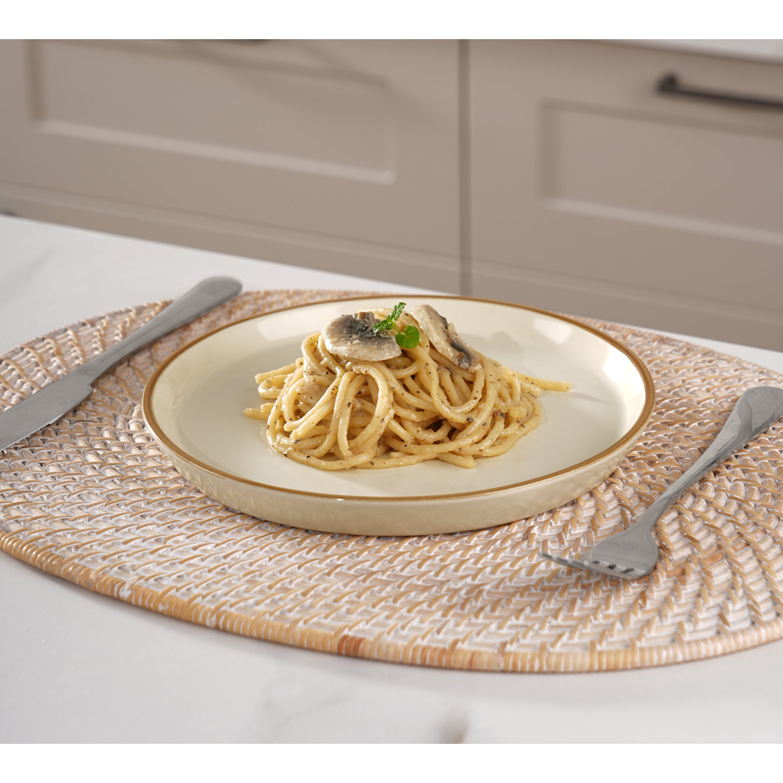 Stoneware Dinnerware Set, Vanilla White