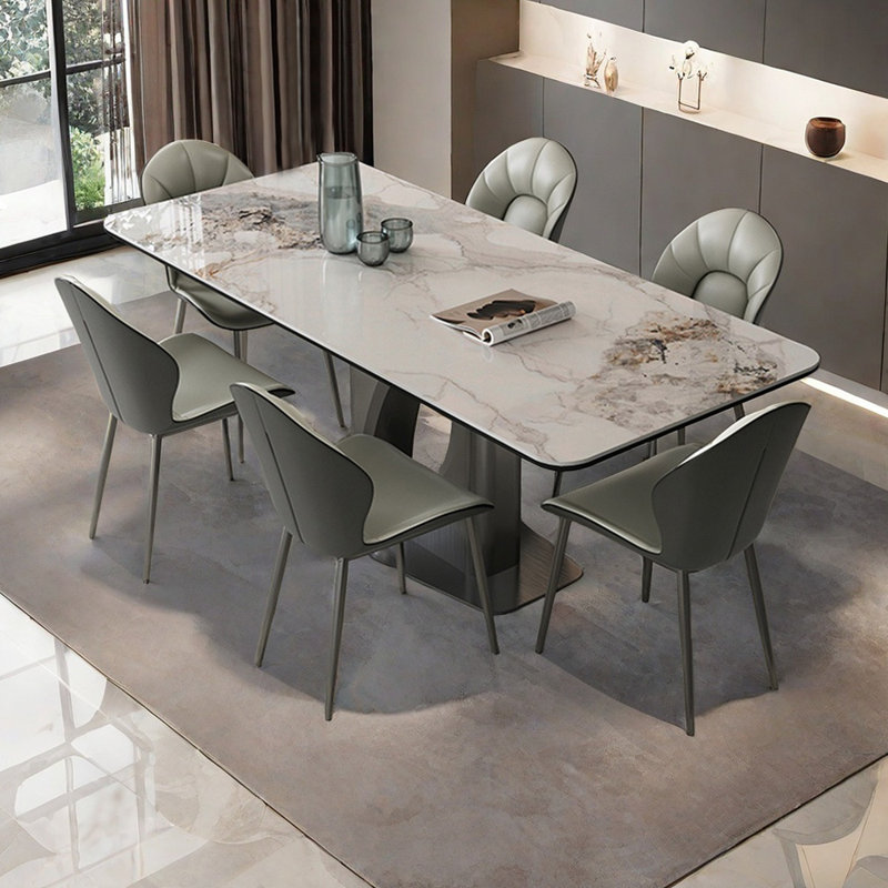 Ensemble de table de salle à manger rectangulaire European Light Luxury, H 29,5 po x L 59 po x l 31,5 po