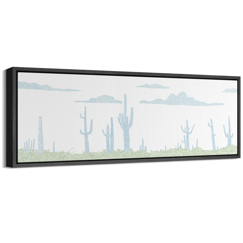 Cactus Joshua Tree Desert Landscape, H 20 po x l 60 po, Noir, noir, noir, noir
