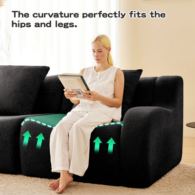 Canapé doux en tissu désossé, conception antidérapante, chaise longue d'assemblage, accoudoirs incurvés, support ergonomique, éponge à haute densité 32D, pour les salons