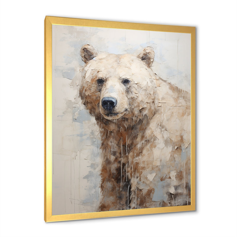 Minimalisme ours dans la glace I, H 32 po x l 24 po x P 1 po, Encadrement doré