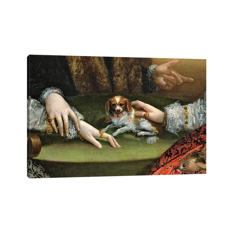 Detail Of Family Dog, The Gozzadini Family by Lavinia Fontana - Wrapped Canvas Painting, 20.32cm H x 30.48cm W x 1.905cm D
