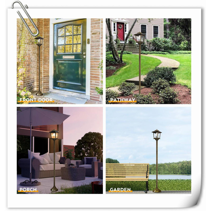 Lampadaire solaire 63 "Ezariyah 2Pack, Lampadaire d'extérieur imperméable Ezariyah, Or