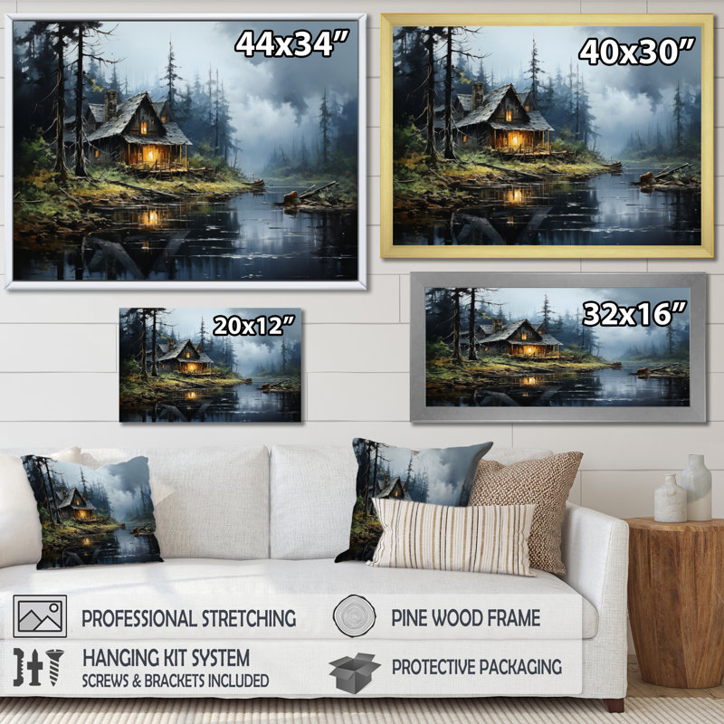 Lakehouse Shades Of Serenity IV - Landscapes Wall Decor, H 12 po x l 20 po x P 1 po, Cadre naturel flottant