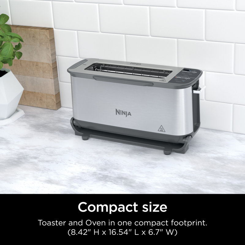 Ninja Ninja Foodi 2-in-1 Flip Toaster, 2-Slice Capacity, Compact Toaster Oven with Reheat and Defrost Functions, 1500 Watts, Stainless Steel