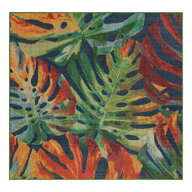 Floral Indoor / Outdoor Rug, Square 7'10"