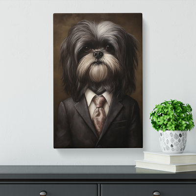 Shih Tzu in a Suit Painting No.5 - Wrapped Canvas