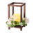 Wooden Wedding Lantern Centerpiece, Includes 10 Wooden Lantern Candle Holder 10 Flameless LED Candle 10 Champagne Flower Wreath for Wedding Table Party Farmhouse Decor, Brown