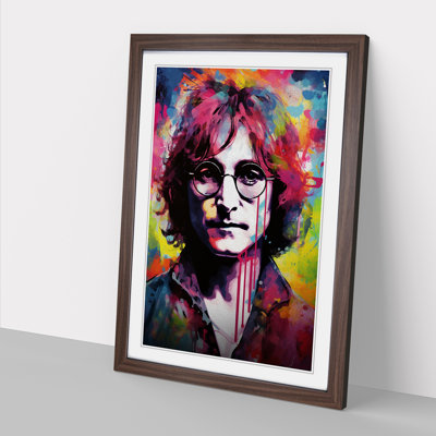 John Lennon Abstract - Single Picture Frame Print on Wood