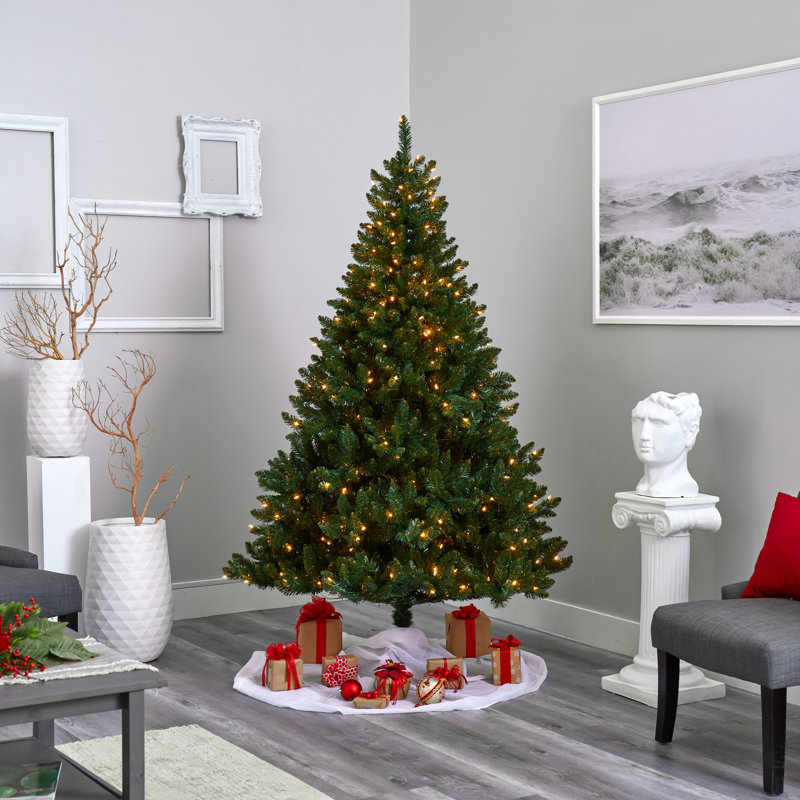 Green Realistic Artificial Spruce Cashmere Christmas Tree, 7' H