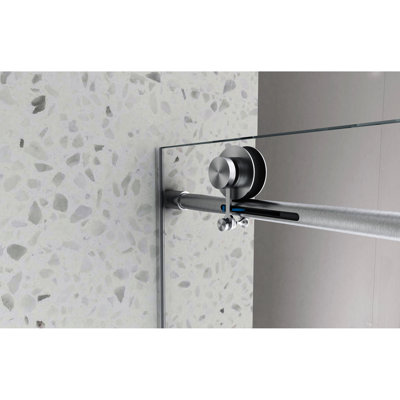 Shower Door 6063 Matte Black - Unframed With -proof Membrane, Nano Clean, 70mm 304 Stainless Steel Pulley, Bathroom One Fixed & Movable Door, Big Pulleys, Adjustable , Easy-cleaning, Stick - 5/16''