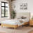 3-Piece Modern Bedroom Set With Upholstered Platform Bed & 2 Industrial Nightstands Space-Saving Furniture Bundle For Apartments & Small Rooms-124934850-124934851