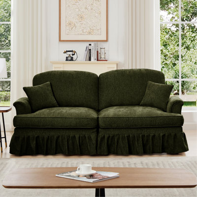 Canapé d'intérieur, élégant canapé surdimensionné à deux places Mid-Century avec accoudoirs évasés, jupes amovibles et pieds fuselés, idéal pour le confort du salon