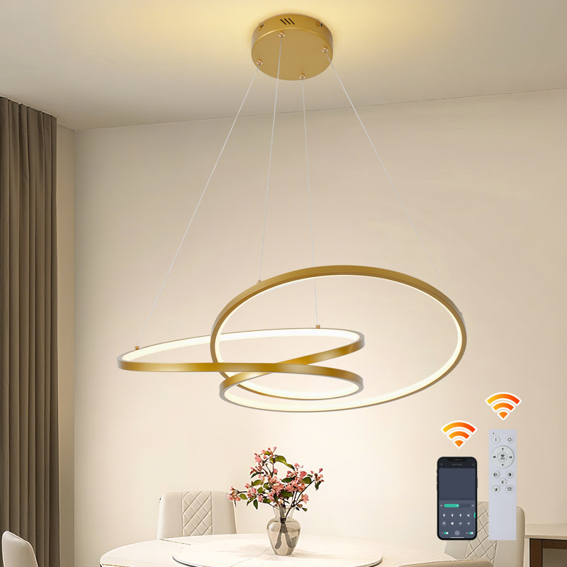 Jeevan 1-Light Dimmable LED Pendant, Gold