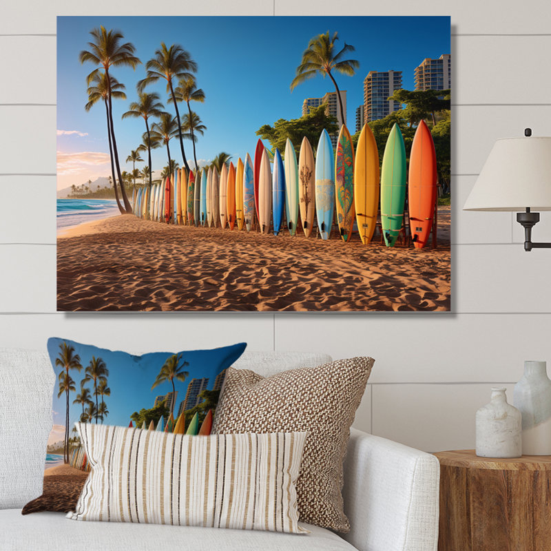 Truitts Hawaii Surfers Paradise - Art mural d'Hawaï, H 12 po x l 20 po x P 1 po, Toile tendue