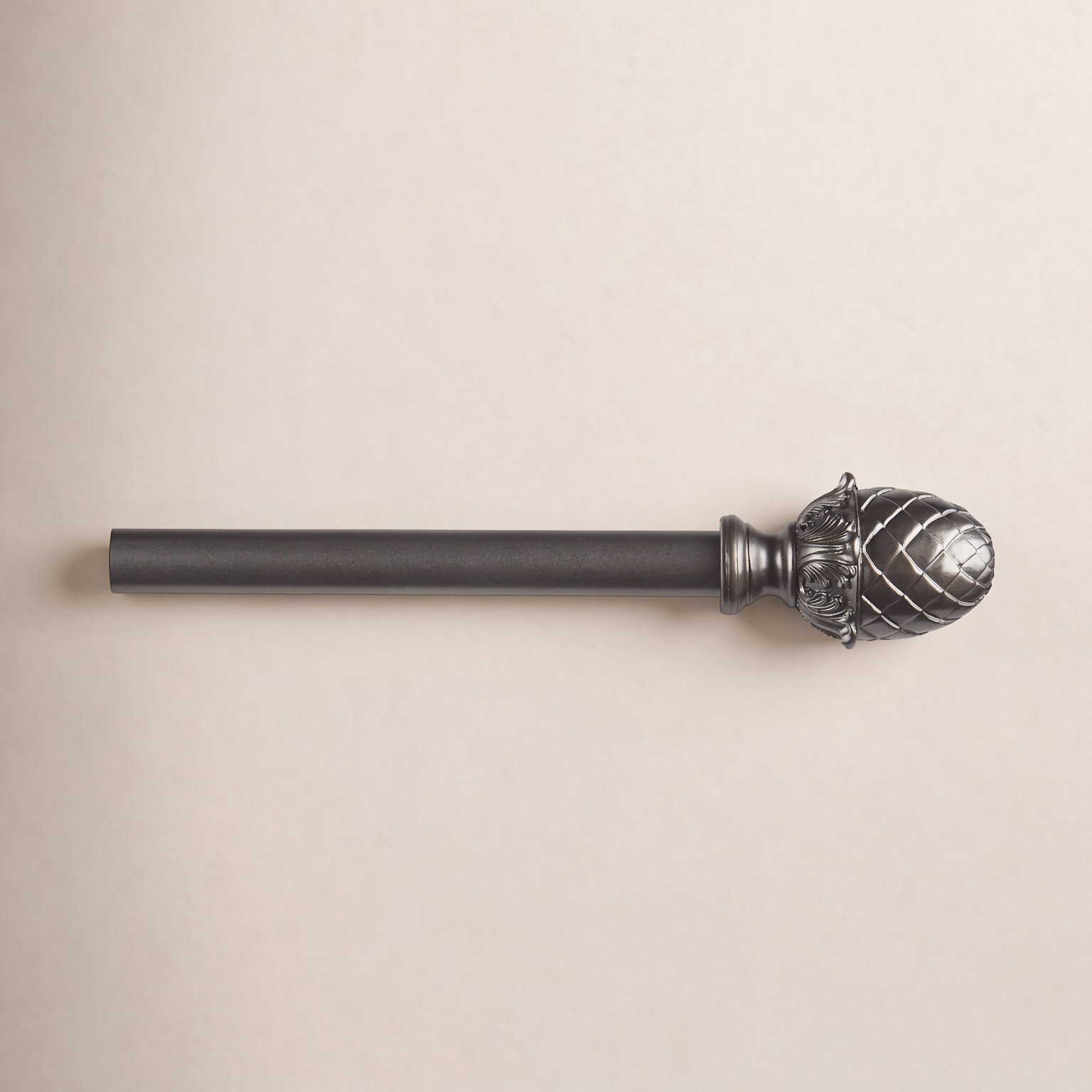 Nikhat Single Curtain Rod, 66" - 120", Gunmetal