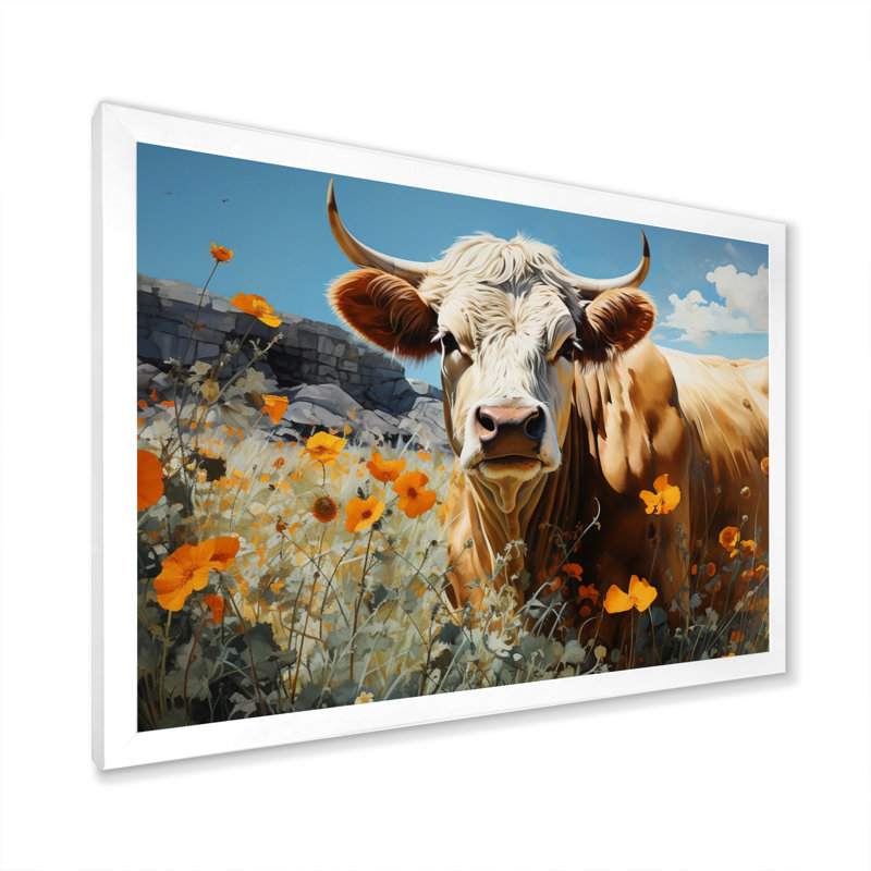 Cow Meadow Serenity " Cow Meadow Serenity ", 12" H x 20" W x 1" D, White Picture Framed