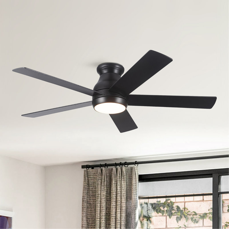 Ventilateur de plafond 52 po avec lumières à profil bas, Matte Black, Matte Black