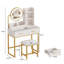 Vanity Table Set With Mirror, Charging Station & Hairdryer Rack-1429723614