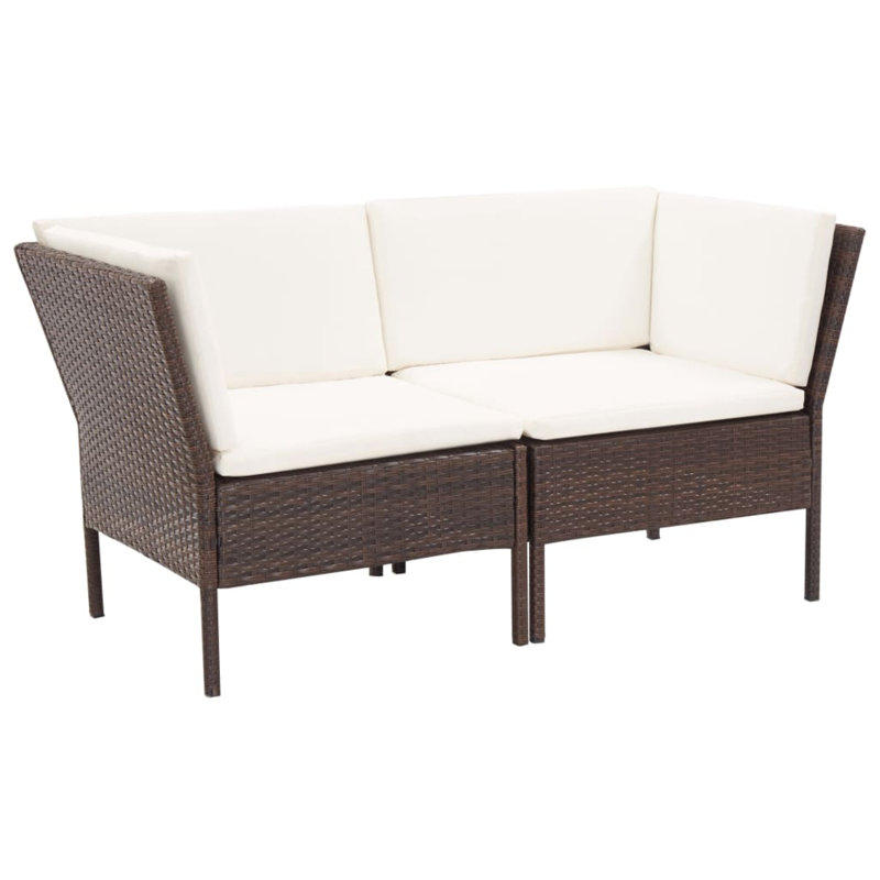 6 Piece Lounge Chair with Cushions, White, Brown