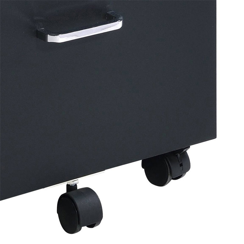 Black And Chrome 3-Drawer Rectangular File Cabinet