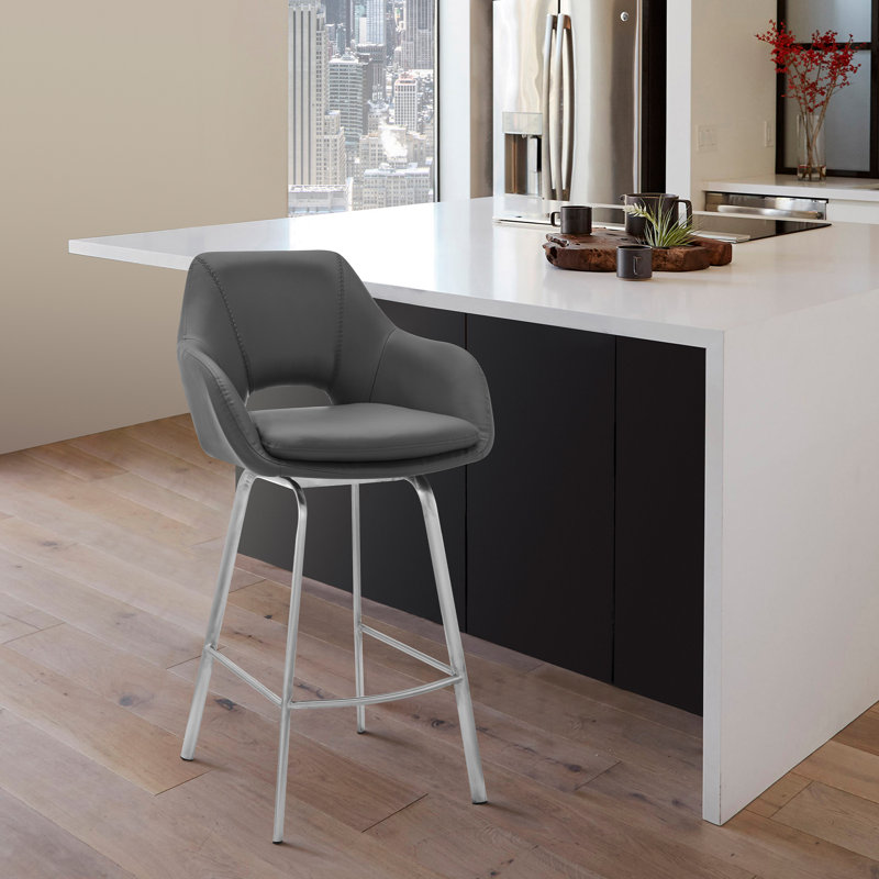 Tabourets de bar en acier gris durable avec fonction pivotante pour les cuisines modernes