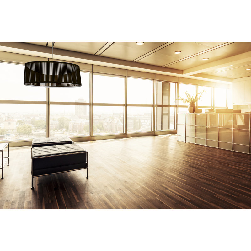 Solis 1 - Light Single Drum LED Pendant, Black, 12" H x 36" W x 36" D