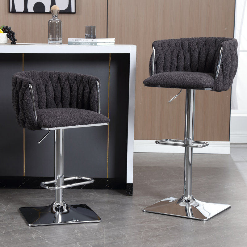 Dalicia Swivel Counter Stool with Metal Frame, Blue