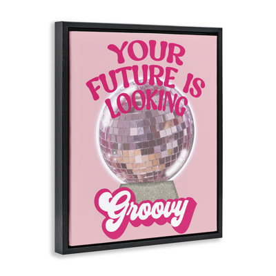 Future Looking Groovy Disco Framed Floater Canvas Wall Art by Anna Quach