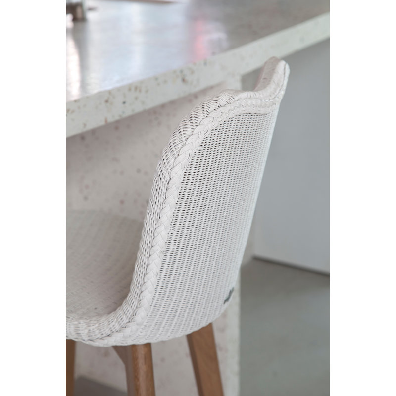 Lily Stool with Solid Wood Frame, White