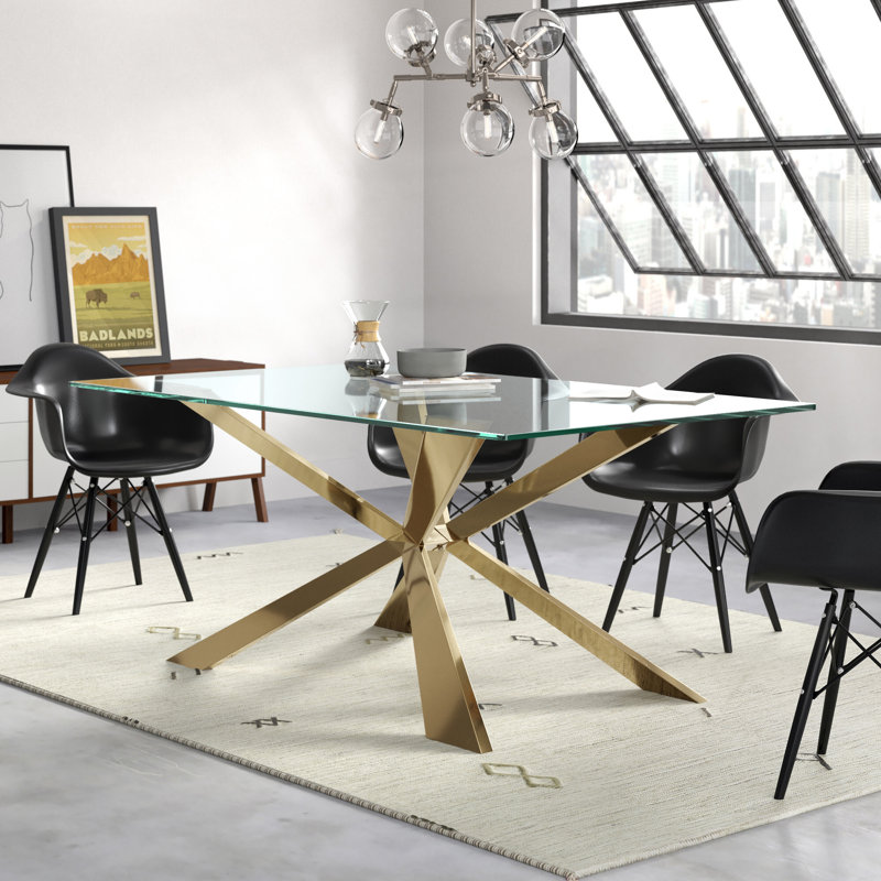 Table de salle à manger Chasta Annum, Doré, H 30 po x l 42 po x L 72 po