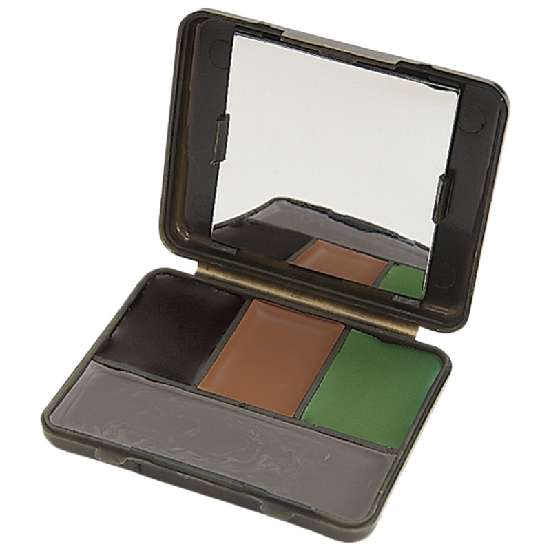 Peinture compacte pour le visage avec miroir, 4 couleurs, noir, brun, gris et olive