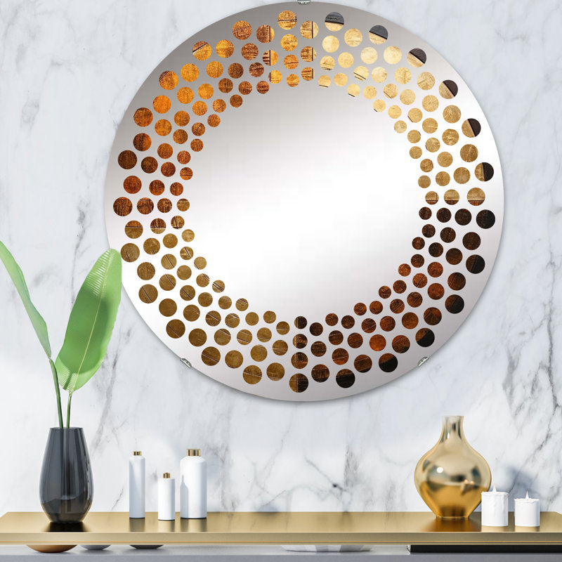Circle Mirror, 24" H x 24" W, Brown/Yellow