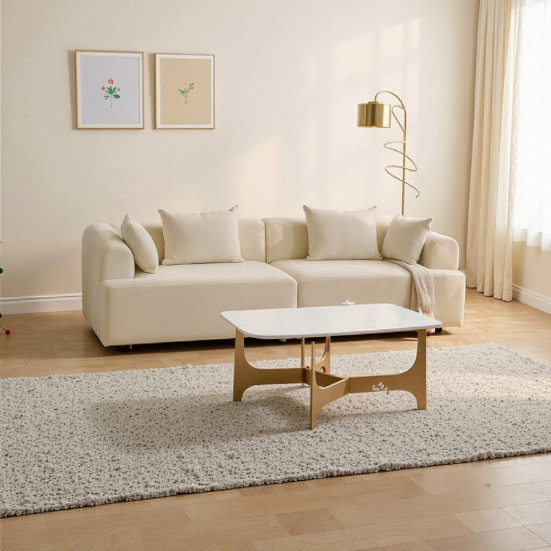 Canapé modulaire avec méridienne Boneless, Blanc