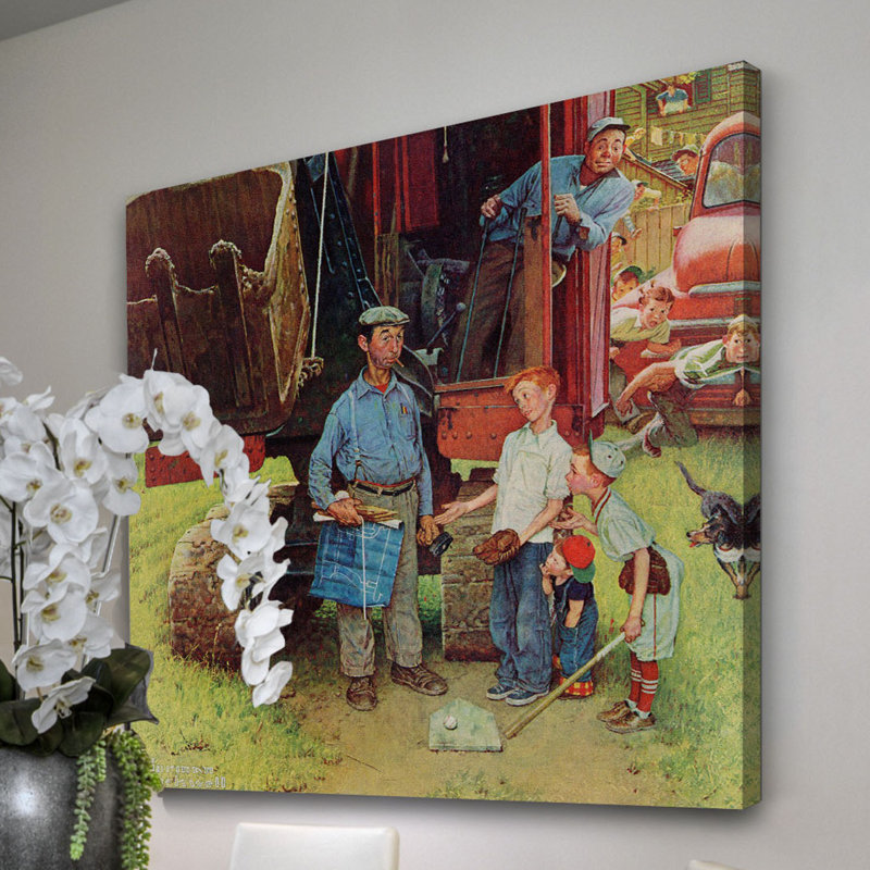 " Construction Crew " by Norman Rockwell, 18" H x 18" W x 1.5" D