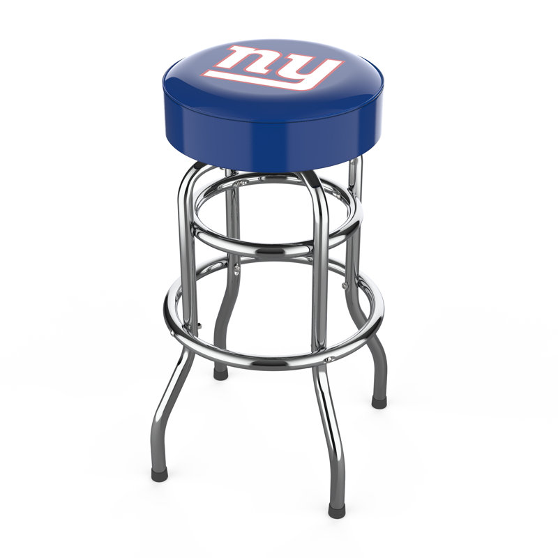 Commercial Grade Chrome Swivel Bar Stool with Vibrant Team Colors  , New York Giants