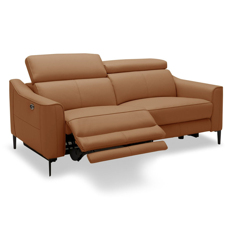 Anisia 73.5'' Leather Power Reclining Sofa, Orange