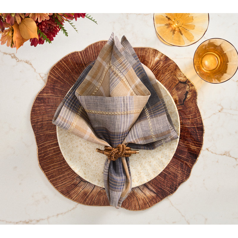 Windsor Napkin, Plaid, Light Brown/Gray