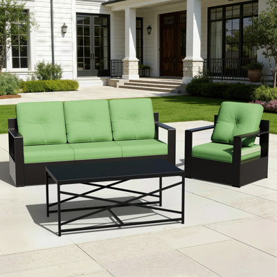 Ensemble de coussins de siège d'extérieur à assise profonde et coussins de dossier, coussins de remplacement en tissu d'oléfine résistants à la décoloration pour la pelouse de jardin, disponibles en beige, bleu marine, rouge, orange, vert et noir
