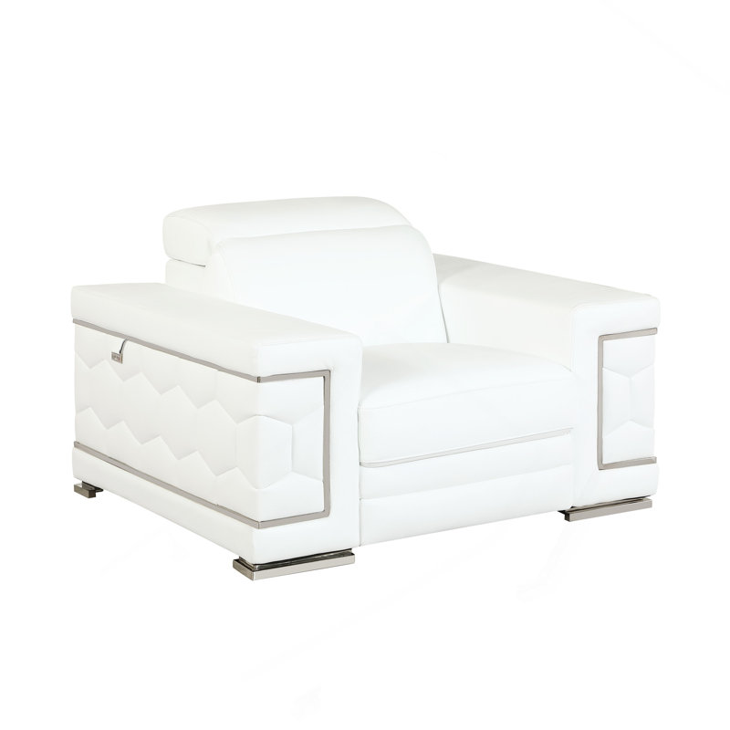 Chaise en cuir fleur, Blanc